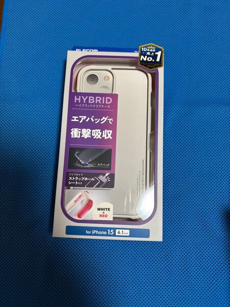 エレコム iPhone 15 用 ハイブリッドケース AIR ホワイト×レッド