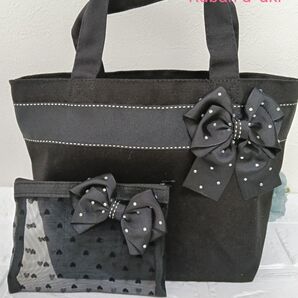 【価格の相談・値引き不可×】ポーチとお揃いリボン*トートバッグ