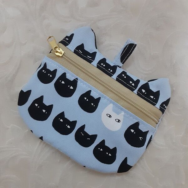 ファスナーポーチ小物入れ猫ちゃん顔 ハンドメイド