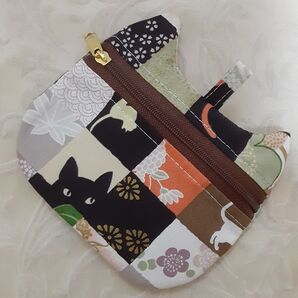 ファスナーポーチ小物入れ猫ちゃん顔型ハンドメイド