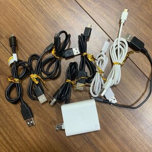 USB 充電ケーブル TYPE-B タイプB 8本 ACアダプター付き