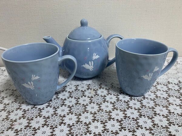 京都くろちく 宇治田原製茶場 茶器セット うさぎ柄 急須 湯呑み ティーポット マグカップ