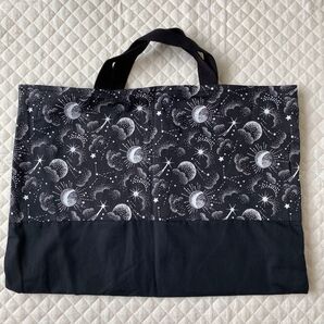 宇宙柄トートバッグ 大きめ レッスンバック 入園入学準備 図書バック
