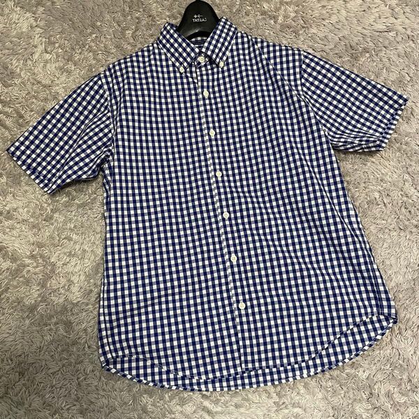 THE NORTH FACE ギンガムチェックシャツ 半袖 ボタンダウン NR21273 ブルー サイズM
