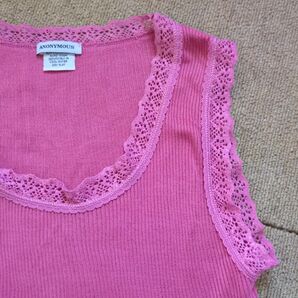 イギリス製 タンクトップ ビンク レース