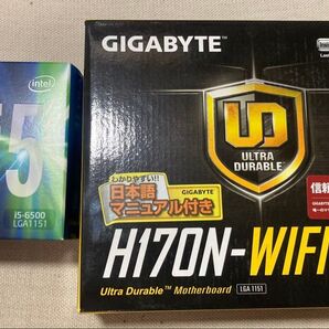 GIGABYTE H170N-WIFI + intel CORE i5-6500 + DDR4 16GB 2枚 セット