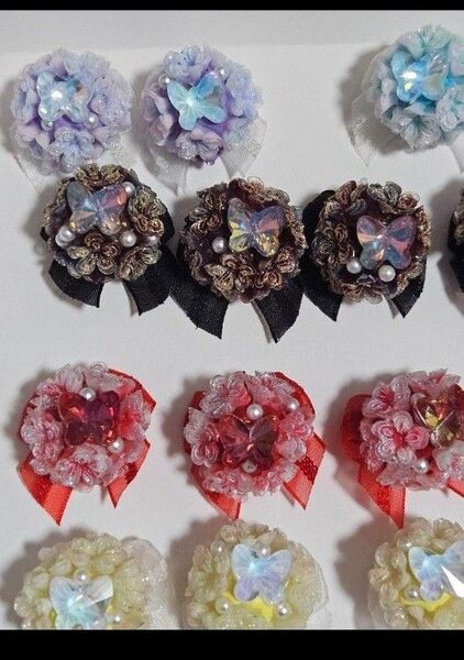 夜光柔らかい花蝶ラインストーン付きりぼんビーズ1個160円 ハンドメイド カスタムビーズ