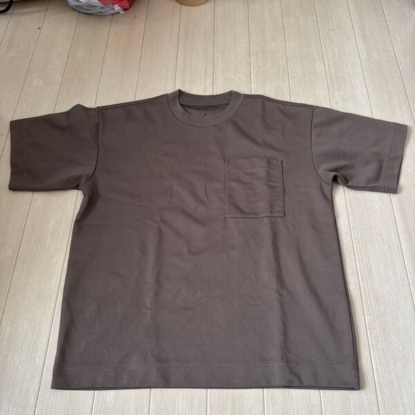 無印良品 MUJI 涼感UVカット ワイド半袖Tシャツ 紳士S ブラウン