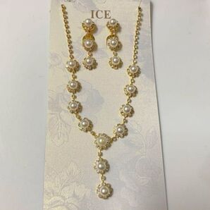 新品 パール×ゴールド イヤリング×ネックレス 結婚式 お呼ばれ アクセサリー
