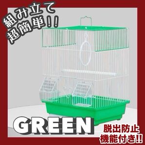 緑 鳥かご 小型 ゲージ 組み立て簡単 ペットケージ キャットケージ ペット用品 インコ お手入れ簡単 バードゲージ 脱出防止