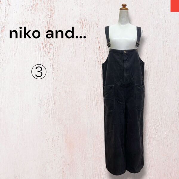 niko and... ニコアンド サロペット オーバーオール ブラック Mサイズ