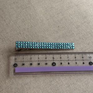 ラインストーン ヘアクリップ キラキラ ブルー オーロラ