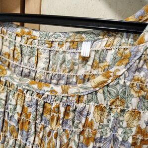 花柄 キャミソールワンピース シャーリング ノースリーブ