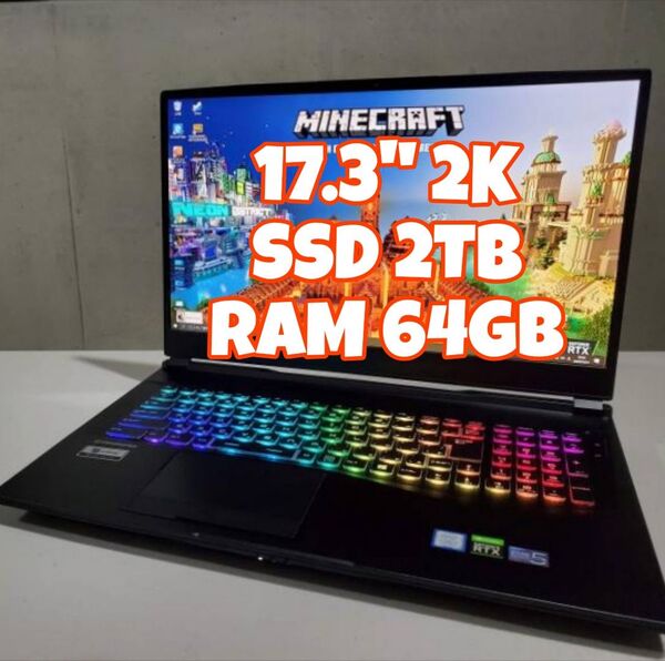 ドスパラ i7 17.3" 2K ディスプレイ 64GB RAM 2TB SSD RTX 3070 ゲーミングノート