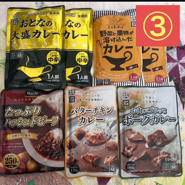 レトルト食品 レトルトカレー・ハッシュドビーフ 詰め合わせ 計7袋③
