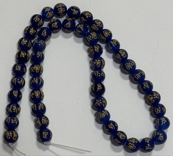 ブルーオニキス 8mm 六字真言 連材 ブレスレット ネックレス DIYに◎