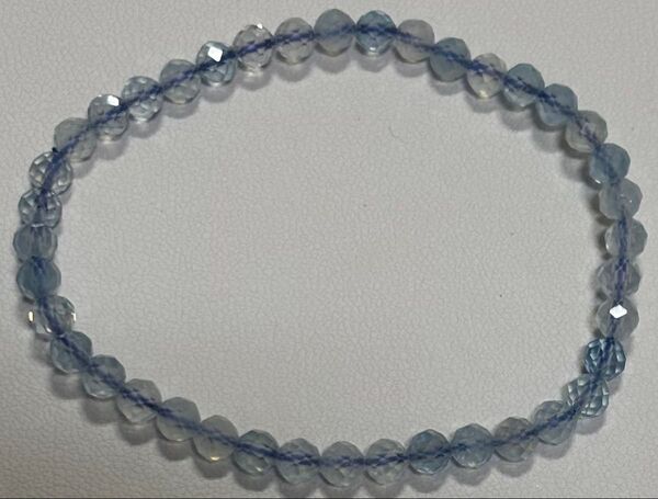 アクアマリン 4.5mm 内径16cm 天然石 キラキラカットブレスレット