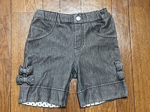 べべ BEBE 110 100 女の子 女児 リボン ショートパンツ 短パン 保育園 お着替え 可愛い 黒 灰色 水玉裏地