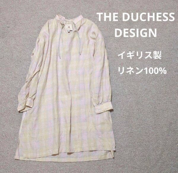 THE DUCHESS イギリス製 リネンシャツ ワンピ チュニック チェック柄 シャツワンピース