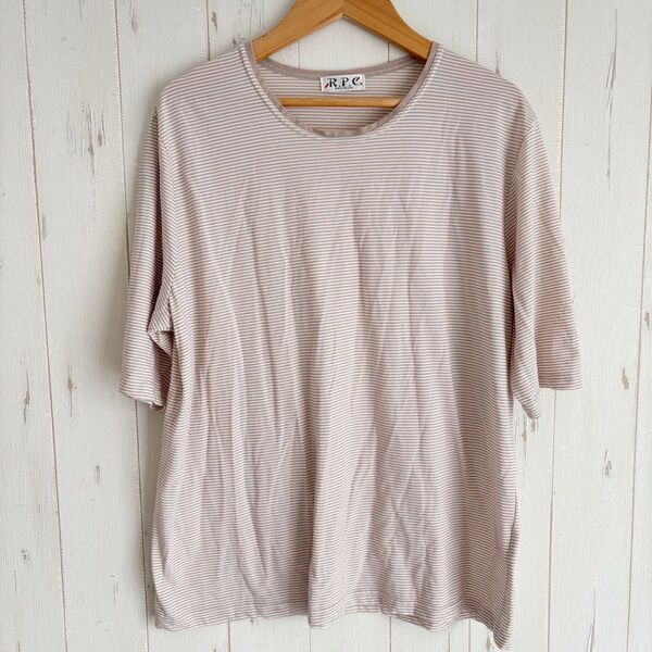 ボーダーカットソー 半袖 Tシャツ トップス ピンク M L