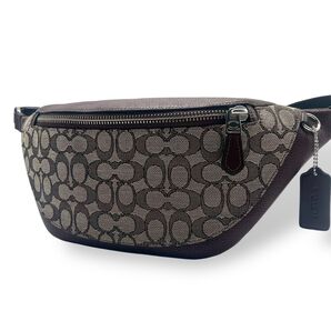 未使用級 COACH コーチ ワーレン ベルト バッグ ボディバッグ ジャカード 2way ウエストバッグ シグネチャー