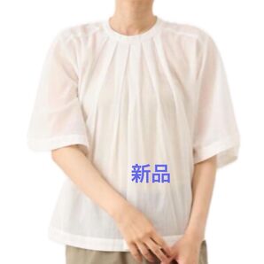 新品☆コットン100%ナチュラルなシアー感がポイントのタックブラウス