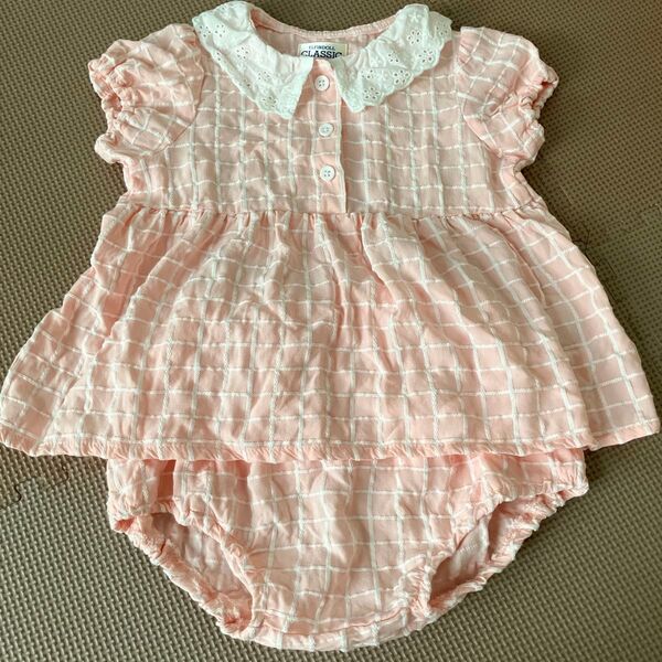 ベビー ピンクウインドウペンチェック柄 セットアップ 上下セット 70-80センチ キッズ 女の子 子供服 半袖