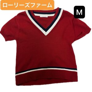 【クーポン対象】ローリーズファーム LOWRYSFARM Vネックニット 赤 春夏ニット M トップス 春夏