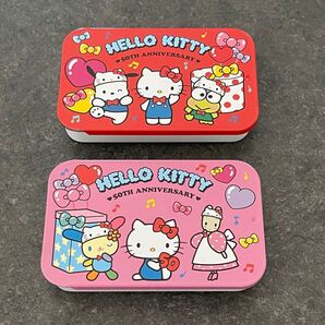 未使用 ハローキティ 50周年 缶 ポチャッコ けろけろけろっぴ ウサハナ マロンクリーム ラムネ缶 小物入れ