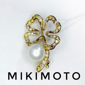 【002256】 ミキモトMIKIMOTOKパールブローチ天然ダイヤモンドK18