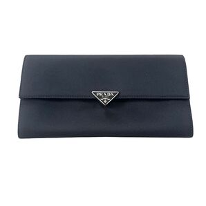 正規品 PRADA プラダ 長財布 サフィアーノ レザー ブラック ナイロン 黒 ファッション小物
