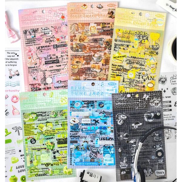 【ラスト1点】デザート王国シリーズ 6種24頁 PET ステッカー デザート 喫茶 雑貨 装飾 スクラップブッキング コラージュ