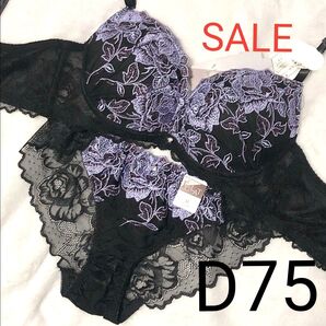 短期出品 D75 ノーブルビューティーローズ育乳脇高ブラジャー&バック透けフルバックショーツ 三上悠亜 エロカワ レース 盛りブラ