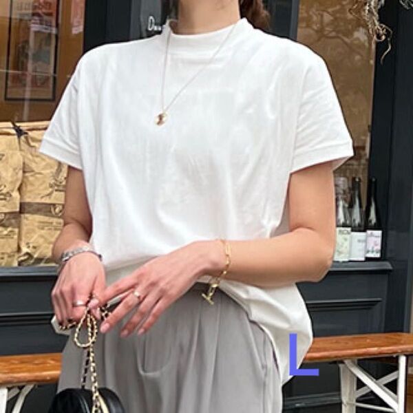神戸レタス モックネックTシャツ オフホワイト Lサイズ コットン100% 新品未使用 タグ付き