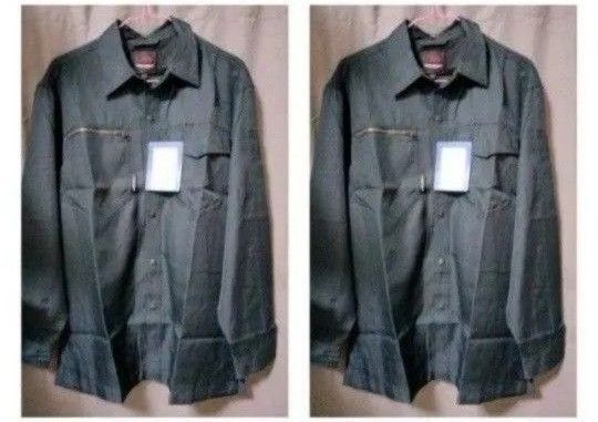 新品未使用 2枚セット ひんやり 冷感長袖シャツ 作業着 長袖作業シャツ 作業服 上 吸水速乾 ネイビー (紺) L