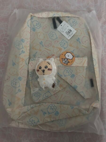 ちいかわ リュック なかよし総柄 ライトイエロー マスコット うさぎ ナガノマーケット ぬいぐるみ