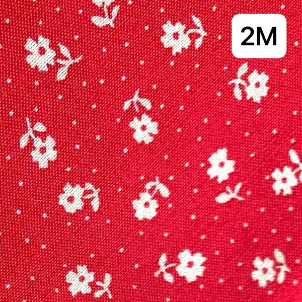 松山敦子 生地 小花 レッド 2m