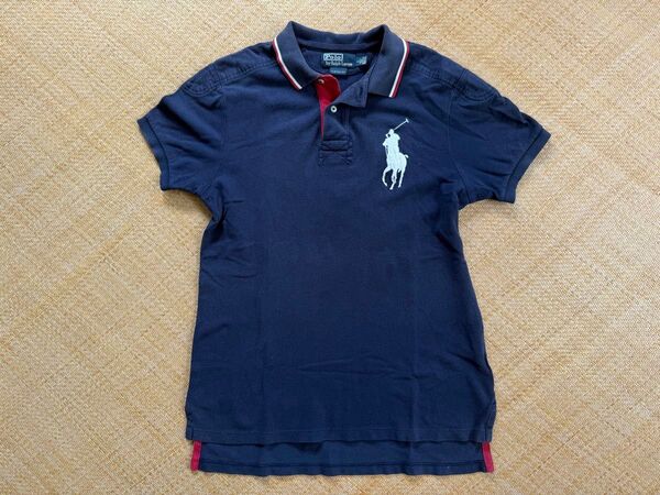 ポロ バイ ラルフローレン Polo by Ralph Lauren ポロシャツ半袖 ビッグポニー ロゴ刺 サイズL ネイビー紺