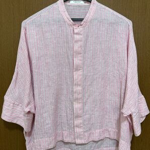 MACPHEE ピンク ストライプ リネンシャツ ブラウス