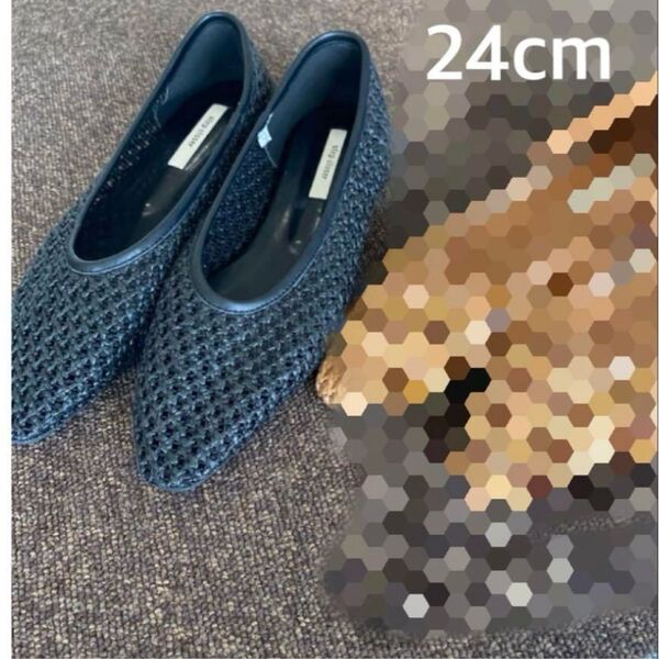 mal. フラットシューズ 24.0㎝ メッシュサンダル パンプス 黒