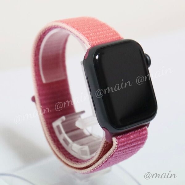 Apple Watch 38/40/41mm スポーツループ バンド ピンク 時計 レディース 可愛い アップルウォッチ 赤