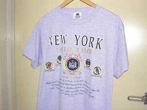 90s USA製 DEAD STOCK NEW YORK THE EMPIRE STATE スーベニア Tシャツ M 細ボーダー vintage old ニューヨーク