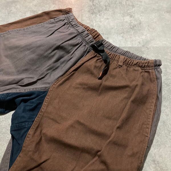 【ROKX】ロックス アシンメトリーカラー ハーフパンツ クライミングパンツ Lサイズ 膝下丈 ガゼットクロッチ クロップドパンツ