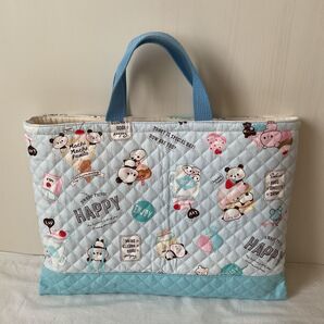 入園入学 ハンドメイド女の子 レッスンバッグ 絵本袋トート キルティング パンダ