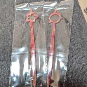 かんざしパーツ 4本セット 桜と丸 ピンク&べっ甲風 未使用