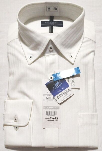 トップバリュ KNIT CAMICIA 吸汗速乾メンズニットシャツ えり回りM(39)ゆき80サイズ ホワイト 未使用新品