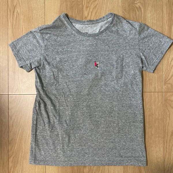 ☆THE NORTH FACE ノースフェイス 半袖Tシャツ レディース M グレー ワンポイント刺繍&プリント入り