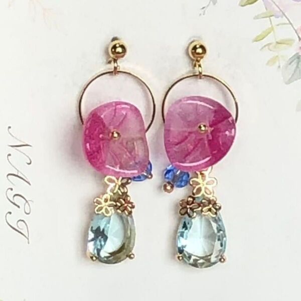 ☆429☆ 朝顔 ガラスチャーム ピアス (※イヤリング変更可)