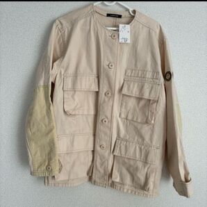45R ノーカラージャケット ベージュ エルボーパッチ ワッペン 未使用