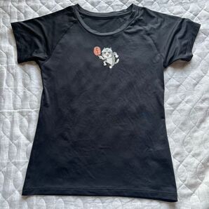 くまみね しごと猫 Tシャツ ブラック 冷感仕様